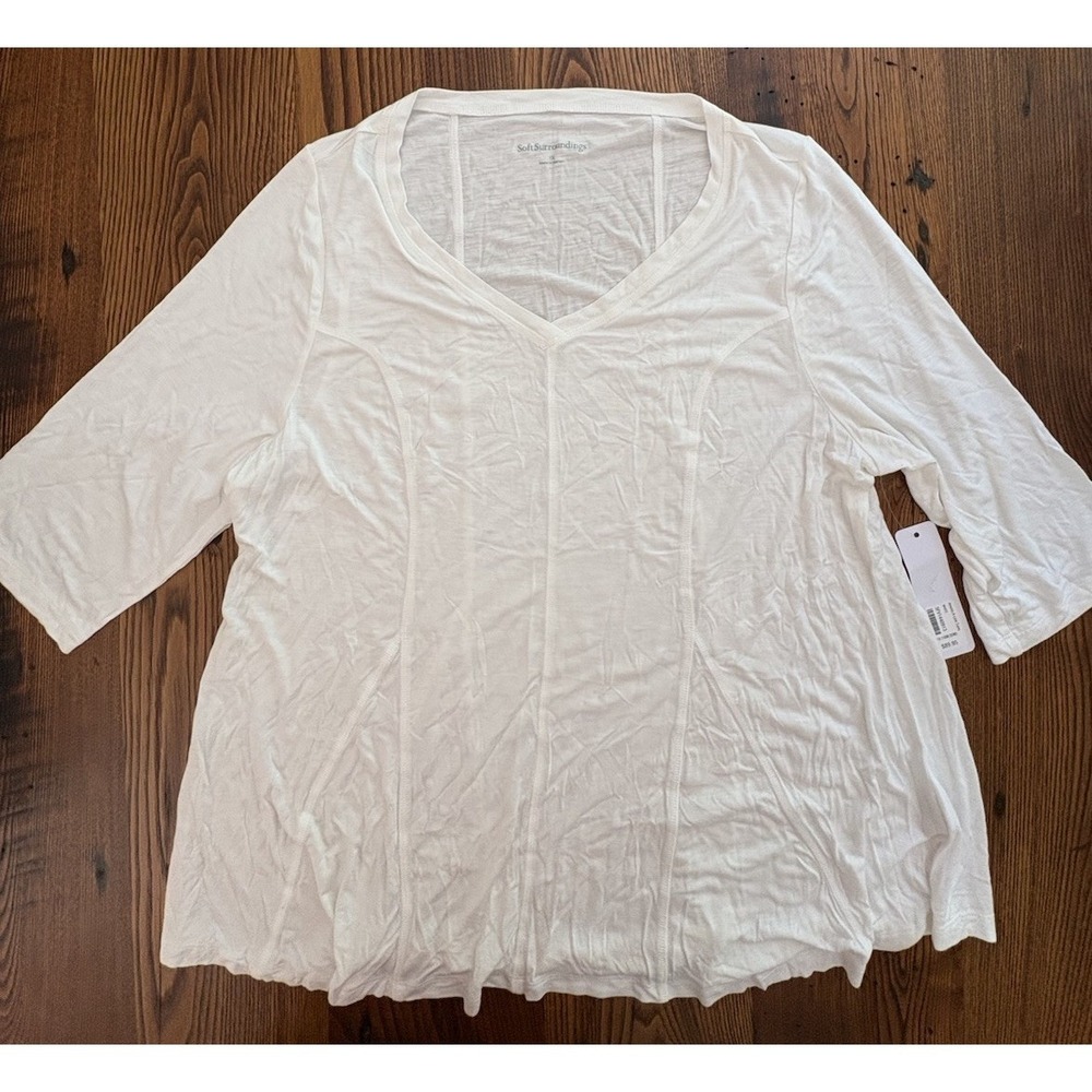 Soft Surroundings Women's 3/4 Sleeve Amelia A-line White Tunic Size 1X NWT